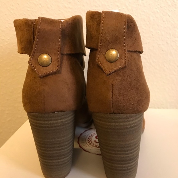 So Nochill Women’s Peep Toe Ankle Boots Size 9 Cognac Brown - Picture 8 of 10